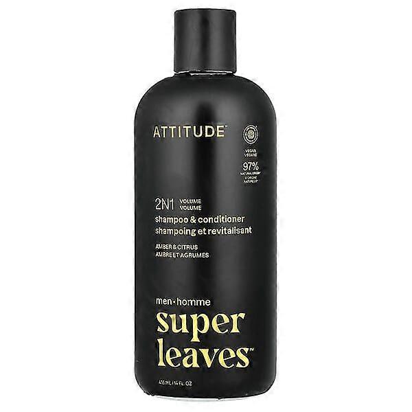 ATTITUDE, Super LeavesÃÂ¢ÃÂÃÂ¢, 2N1 Volume Shampoo & Conditioner, For Men, Amber & Citrus, 14 fl oz (415 ml)