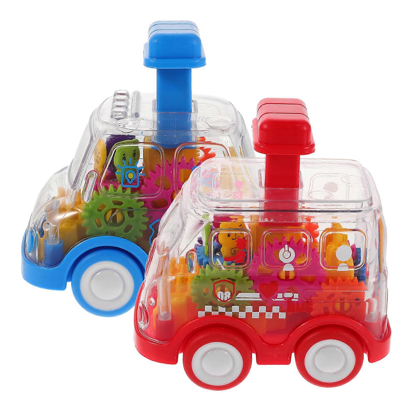 Kids Push Car Transparent Gear Toy with Press to Go Function 6Pcs Assorted Color