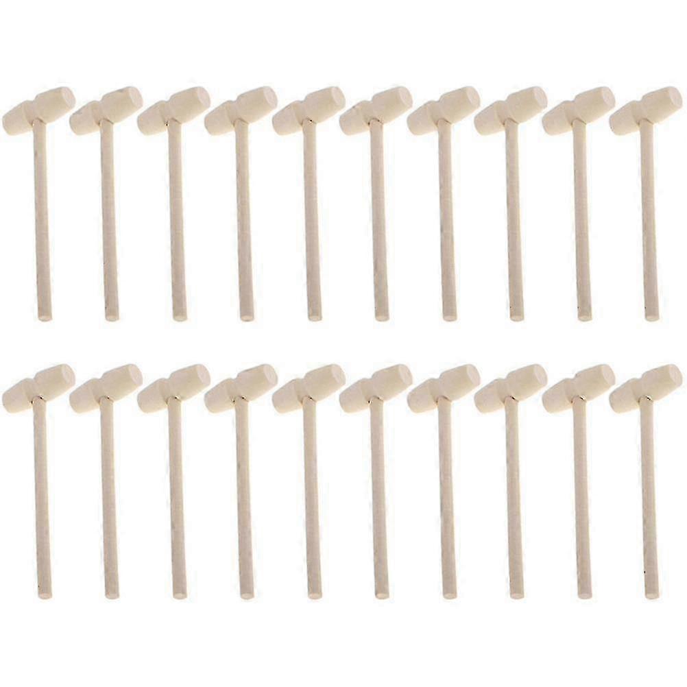 25-26 20pcs Solid Wood Mini Hammers Hitting Hammer Toys Creative Educational Toy (oval)
