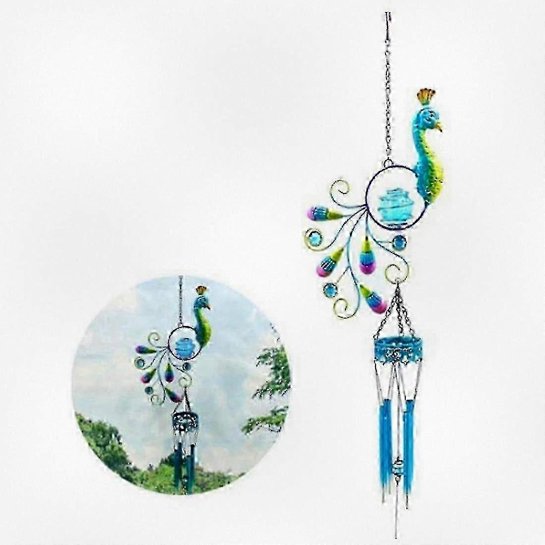 Solar Peacock Wind Chimes, Waterproof Automatic Color Changing Nighttime Feature, Ideal for Courtyard and Garden Use