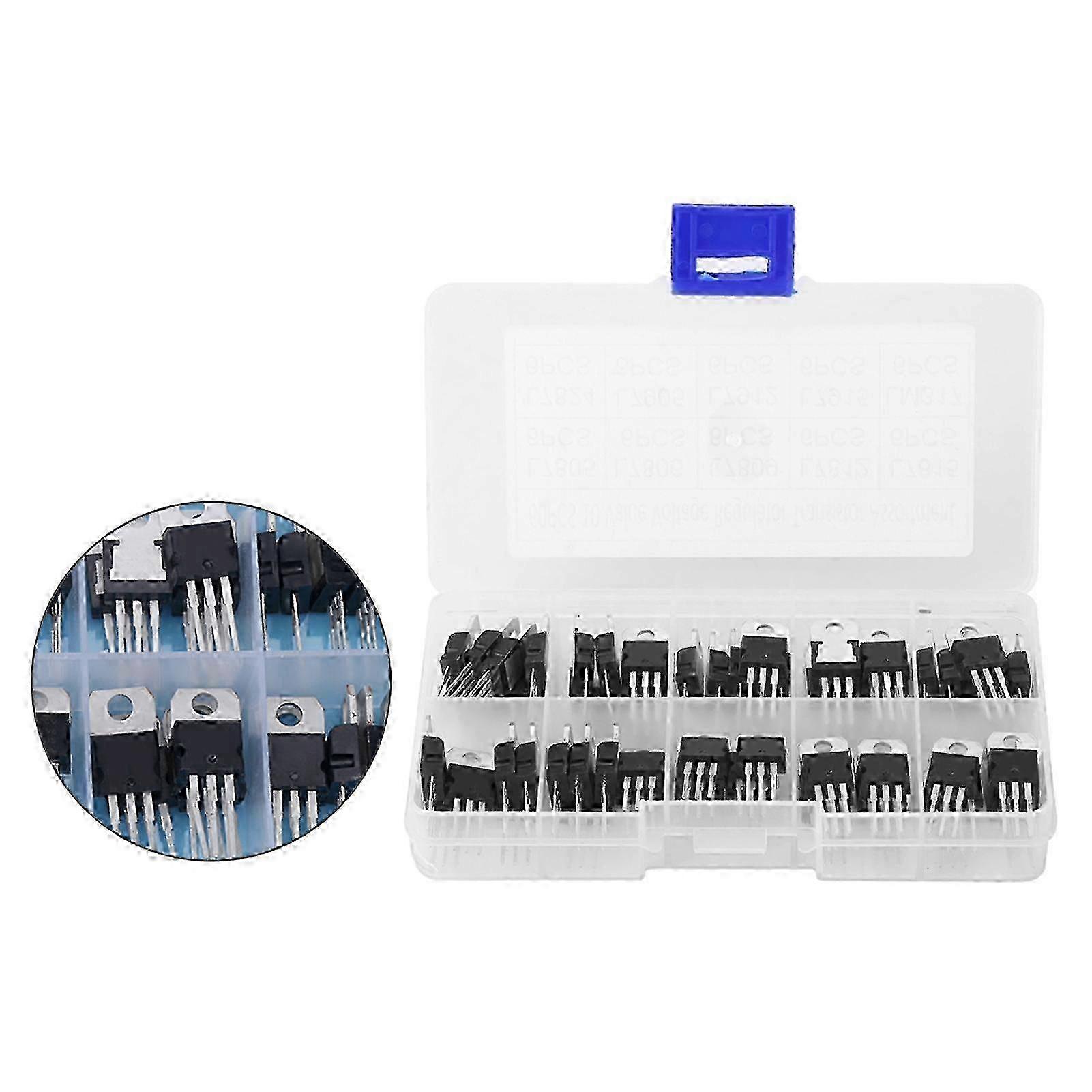 60pcs 10 Values L7805CV LM317t Transistor Assortment Kit Set With Storage Box