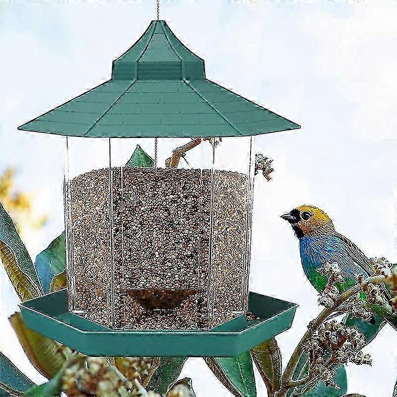 Bird Feeder,outdoor Bird Feeder, Hanging Bird Feeder,large Capacity Waterproof Hexagonal Garden Hanging Wild Bird See