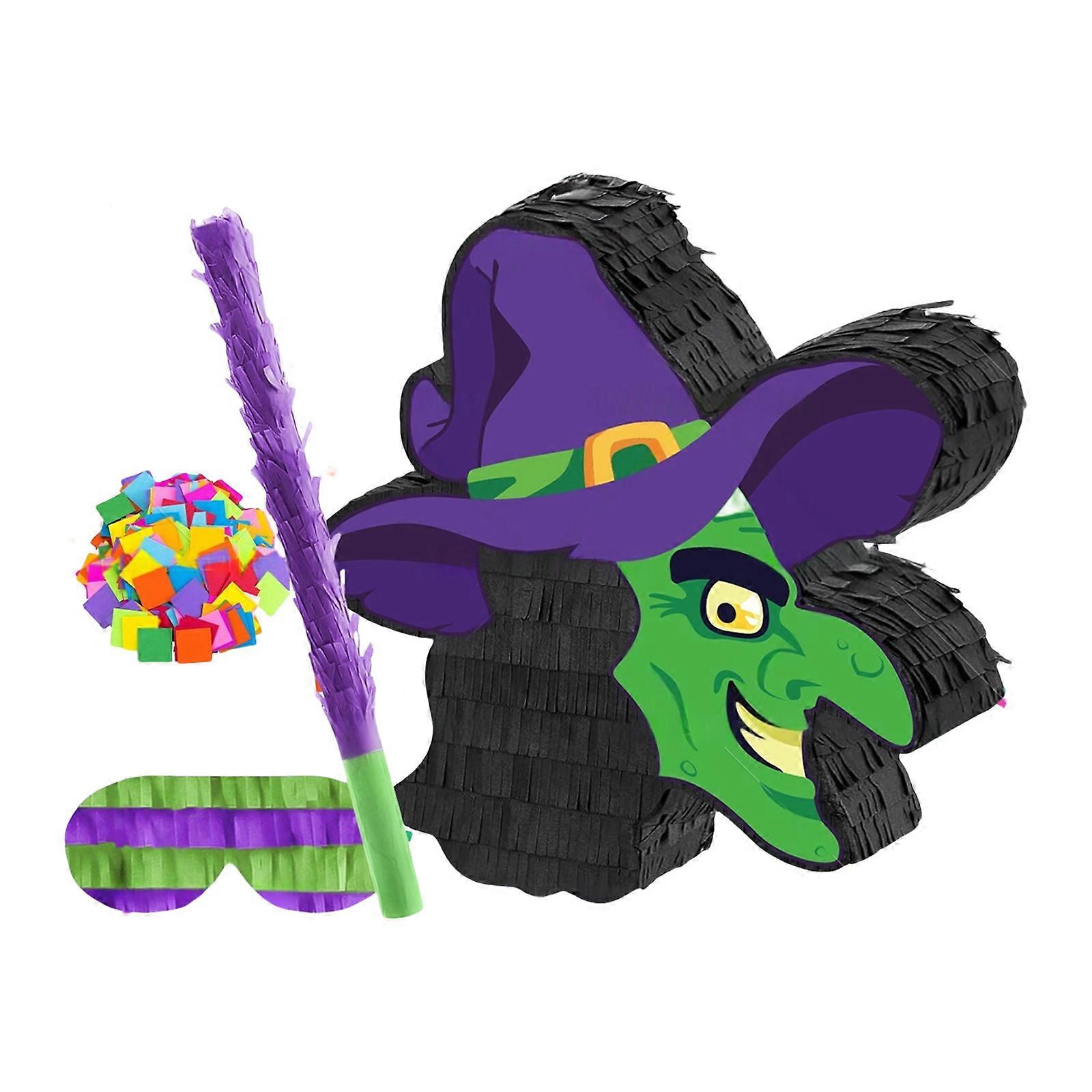 Decorative Witch Shape Piñatas For Halloween Parties Candy Toy Filled Smashing Game Kids Group Activity Decoration Multicolor