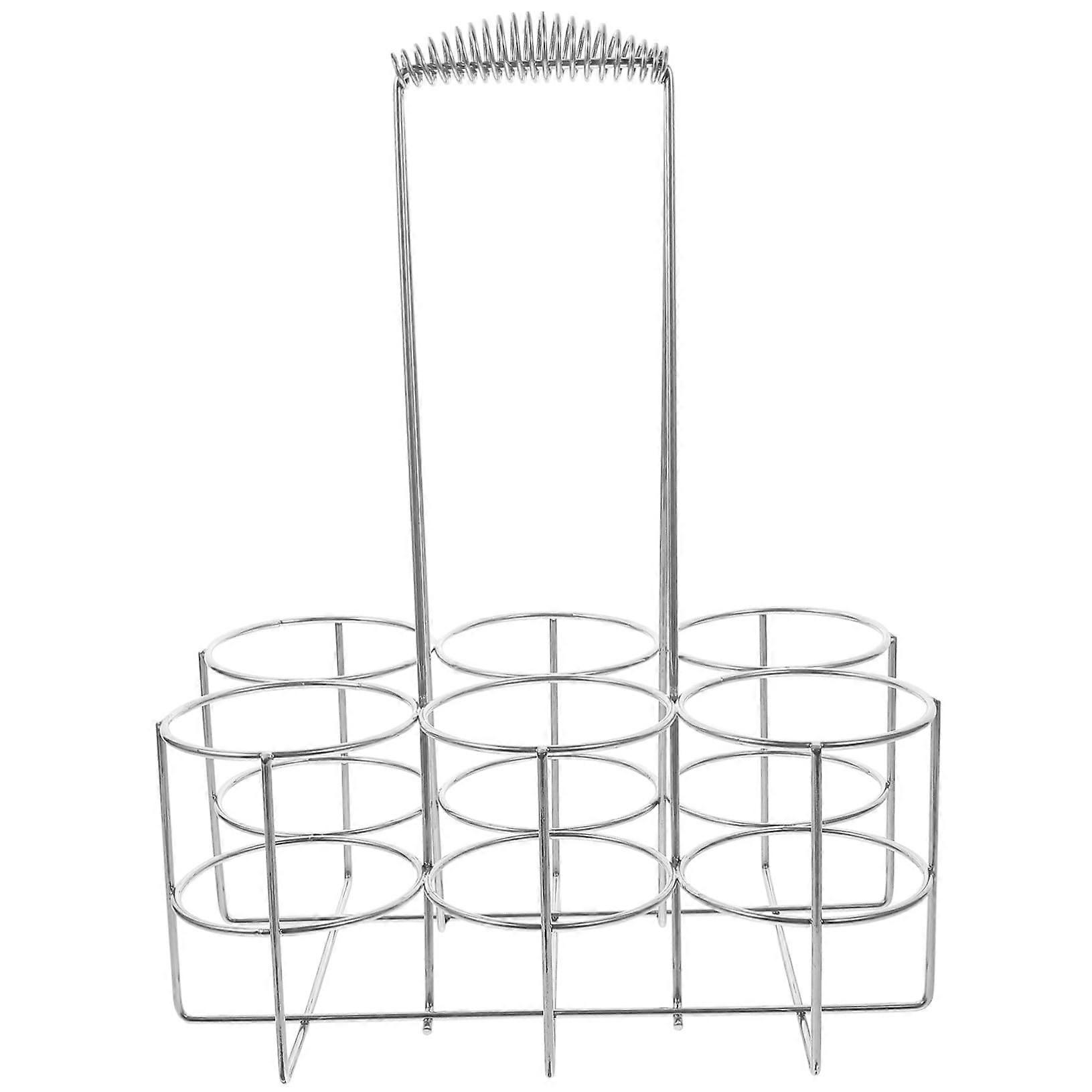 Metal Beer Bottle Carrier Comfortable Handle, Portable Bottle Rack Organizer For Barbecue, Picnic Tabletop Use