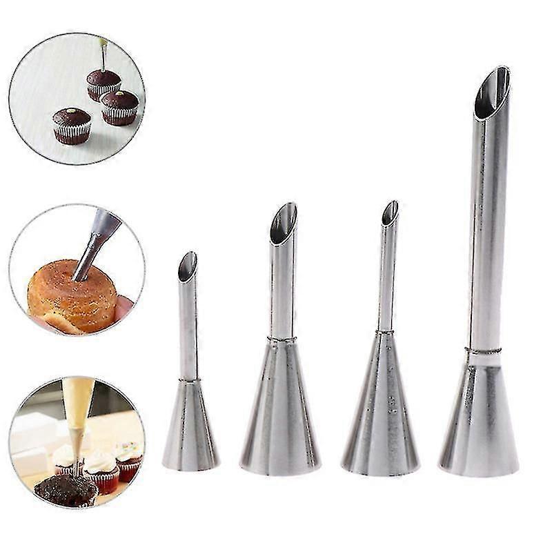 4pcs Eclair Puff ακροφύσια Cupcake πλήρωσης σωλήνα ζαχαροπλαστικής σύριγγα κρέμα σωληνώσεις συμβουλές Shytmv cy