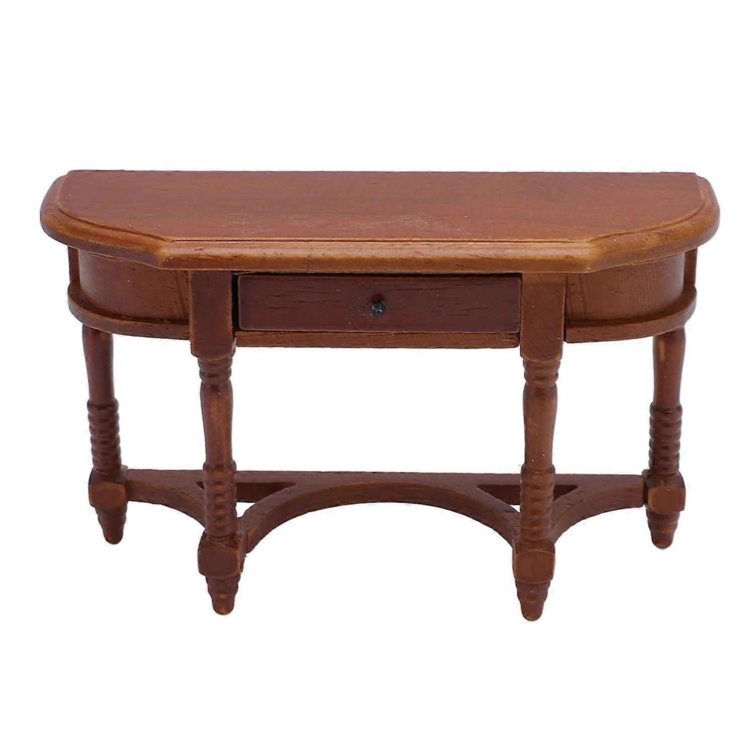 1:12 Scale Dollhouse Half Round Table with Drawer High Simulation Birch Realistic Miniature Dollhous