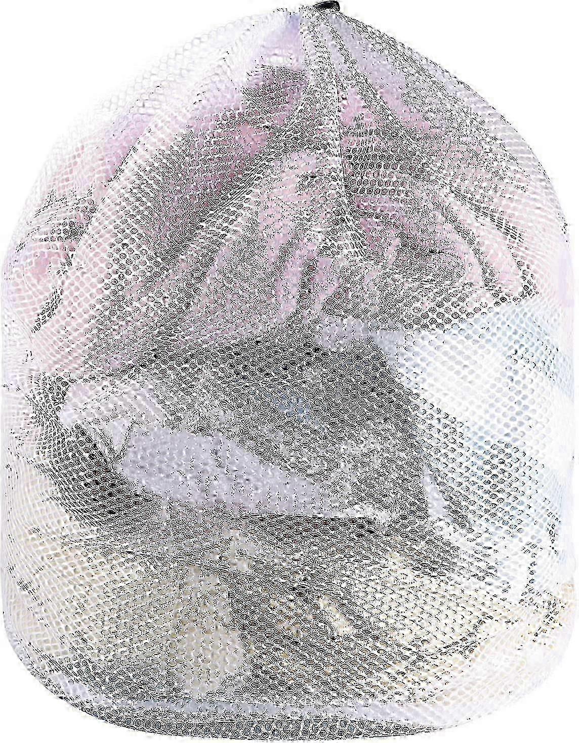 Reusable Mesh Laundry Bag with Drawstring for Washing Machine, Blouse, Coat & Bedding (80x60cm, White)