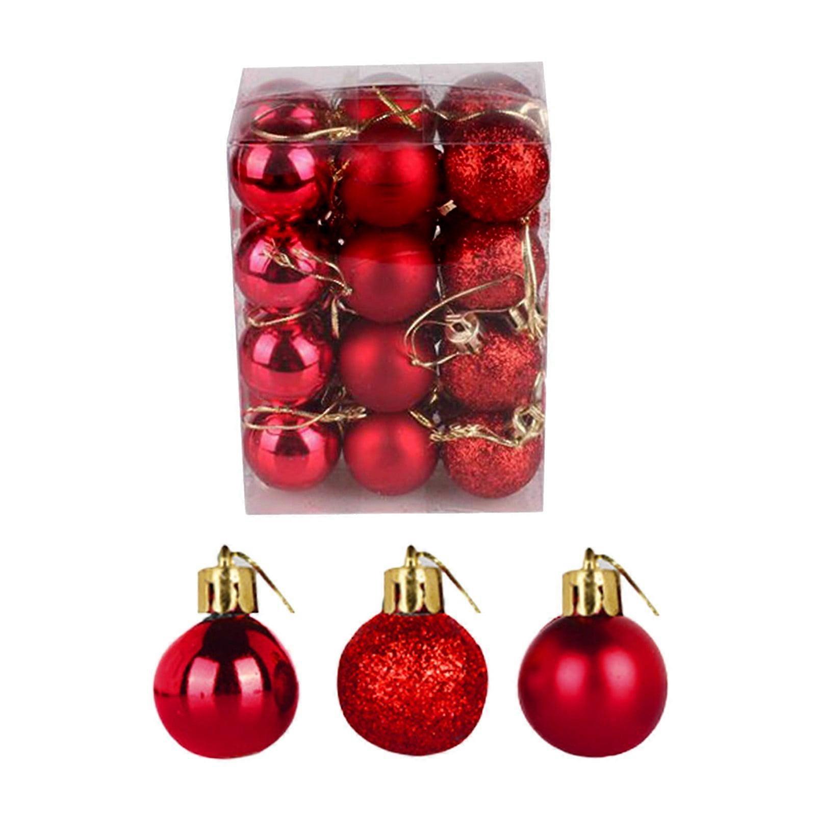 Christmas Tree Pendant Decoration, 24Pcs 3cm PVC Red Balls in 24 Boxes, Compatible with Christmas Display