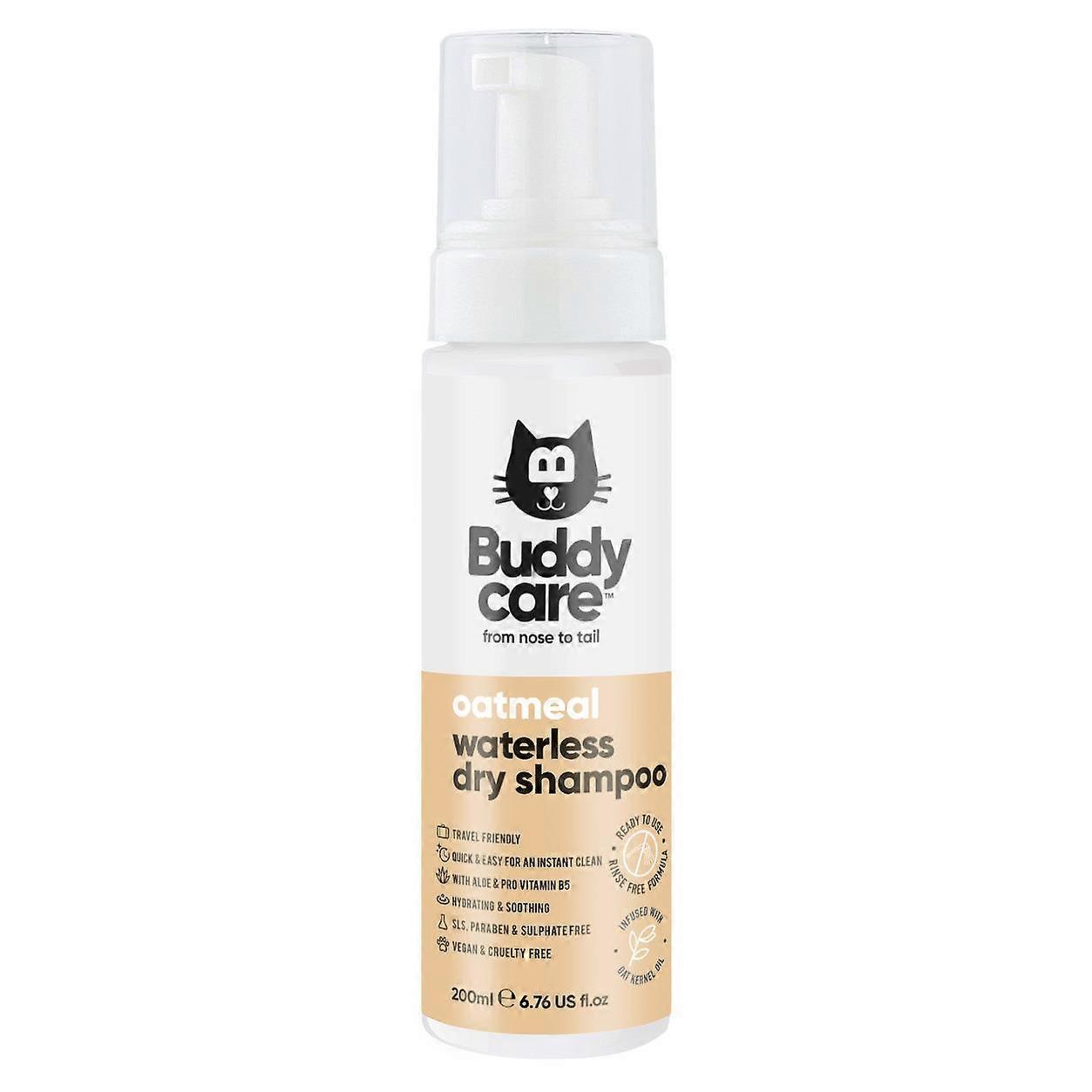 Buddycare - Shampoing sec sans eau pour chat - Avoine - 200 ml