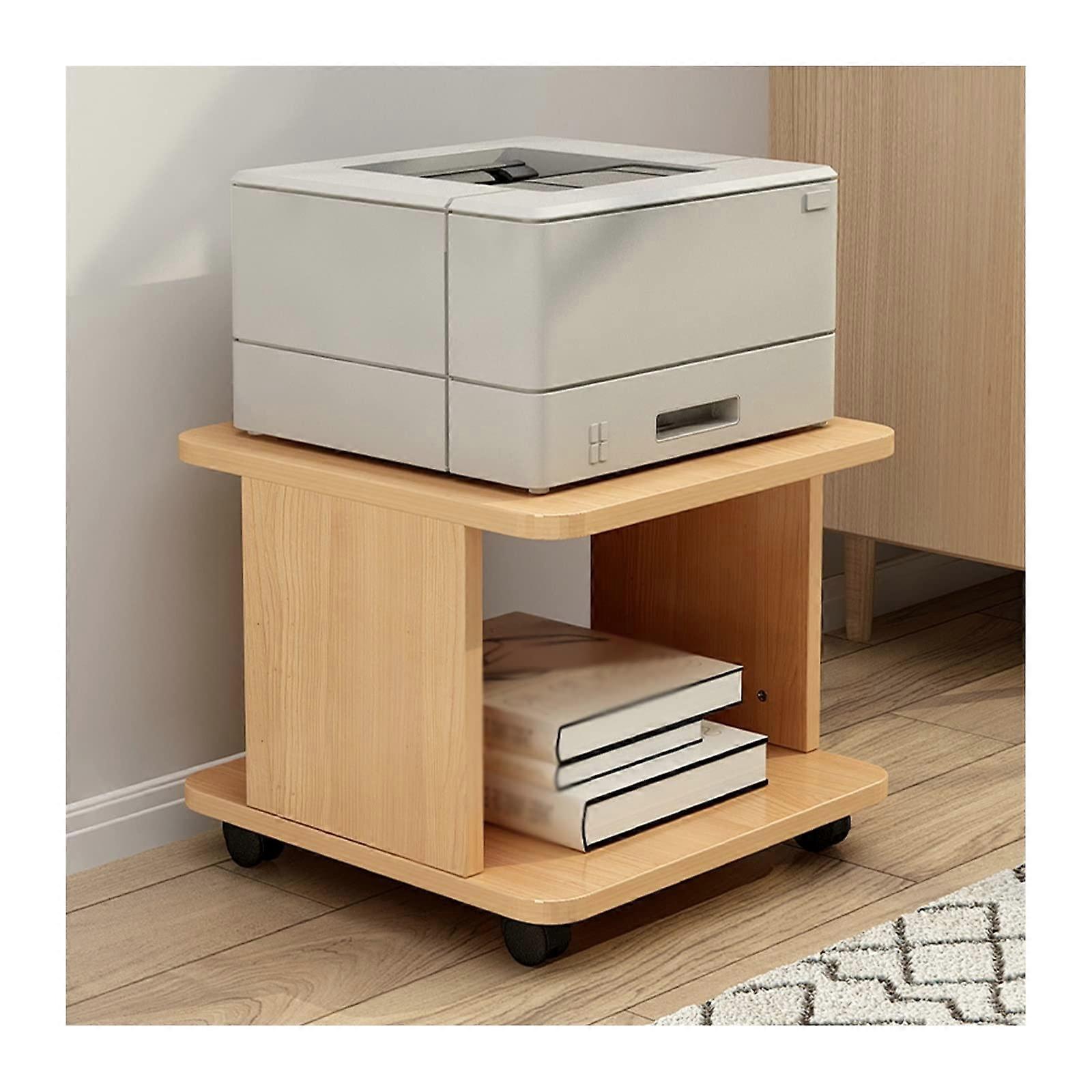Laser Printer Stand Wooden Movable 2Tier Cart Open Storage HeavyDuty Rack For Office And Home Log Color Industrial
