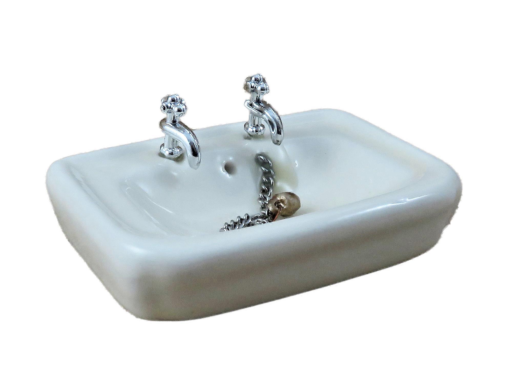 Dockor Hus Rektangulära Porslin Handfat Miniatyr 1:12 Badrumsmöbler 