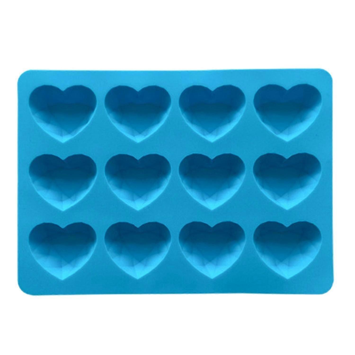 Ice Cube Tray 12 Cavity BPA Free Flexible Stackable Non-stick Versatile Silicone Heart Shape Ice