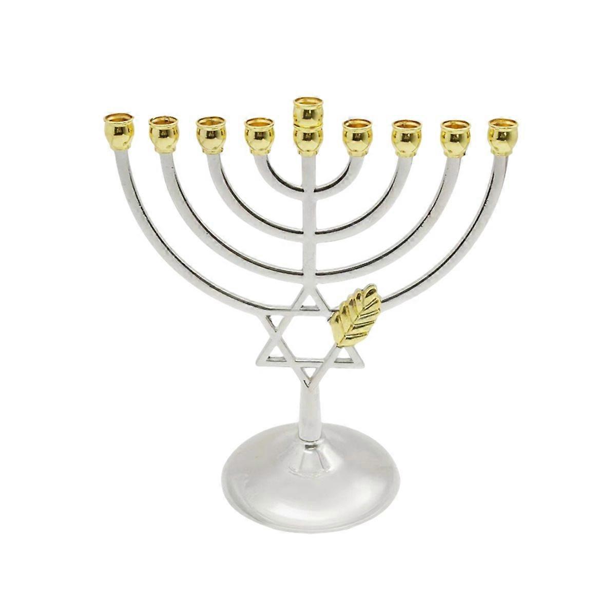 Candelabro tradicional judío de 9 brazos. Candelabro de templo de 9 brazos.