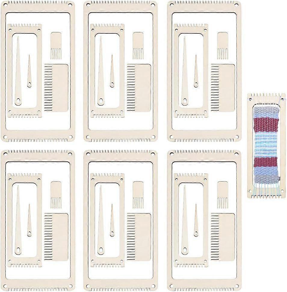 6 Sets Wood Weaving Loom Kit Bookmark Weaving Loom with Weaving Comb and Weaving Crochet Needle Knitting Loom Tools for Adult Beginners Weaving and We