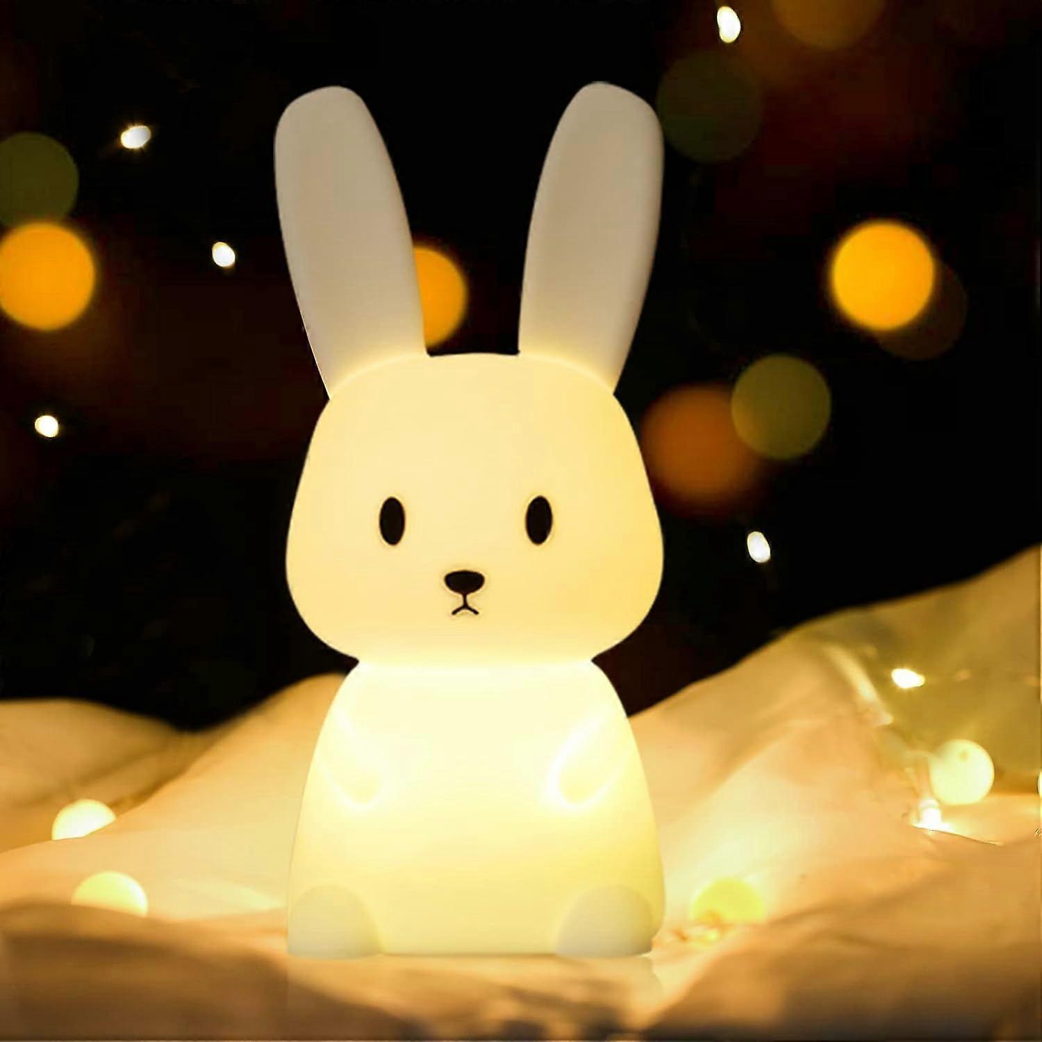Bunny Night Light for Kids Room,7 Color Changing LED Portable Touch Lamp with Timer,USB Rechargeable