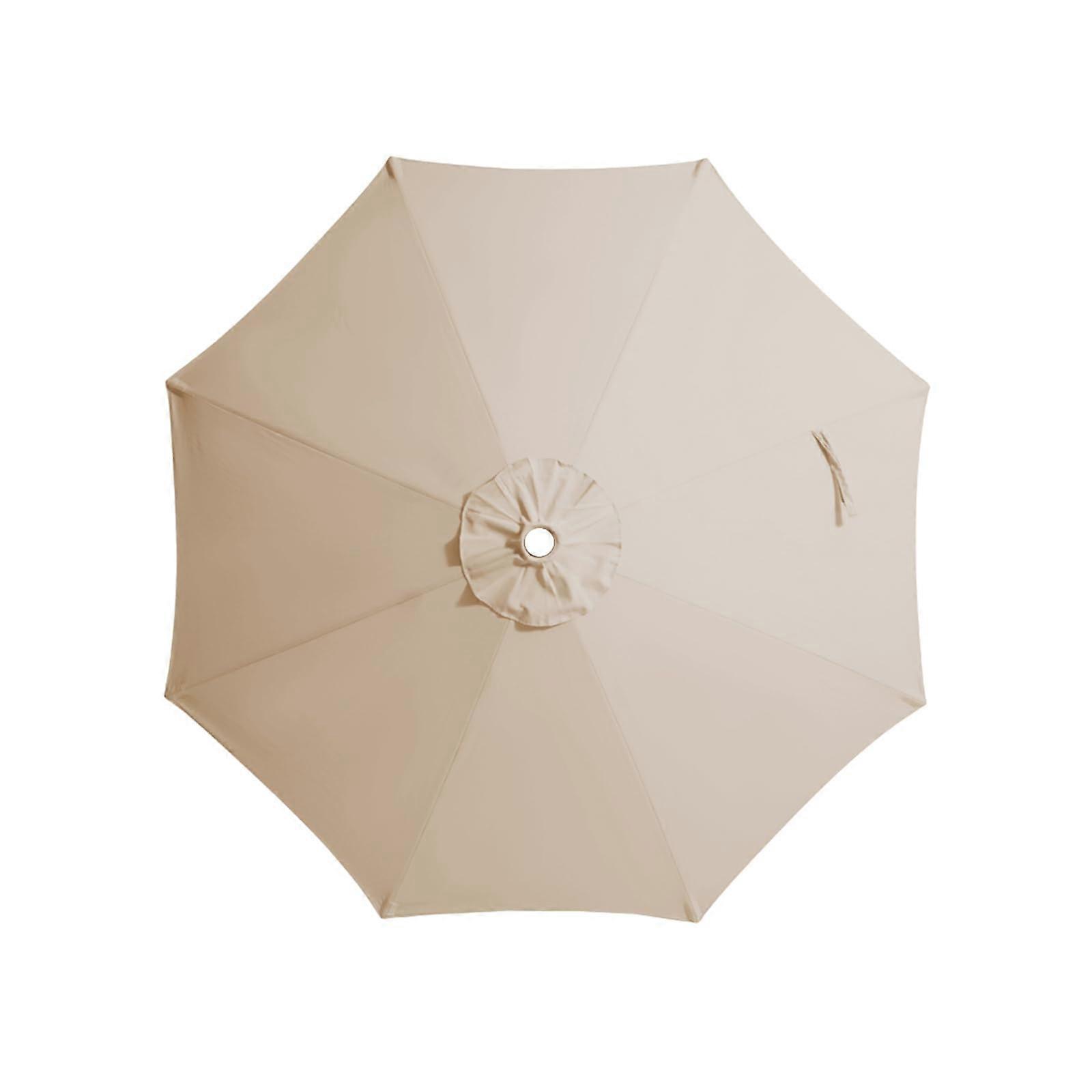 9ft 8 Rib Patio Umbrella Canopy Replacement Waterproof UV Resistant with Wind Vent Beige