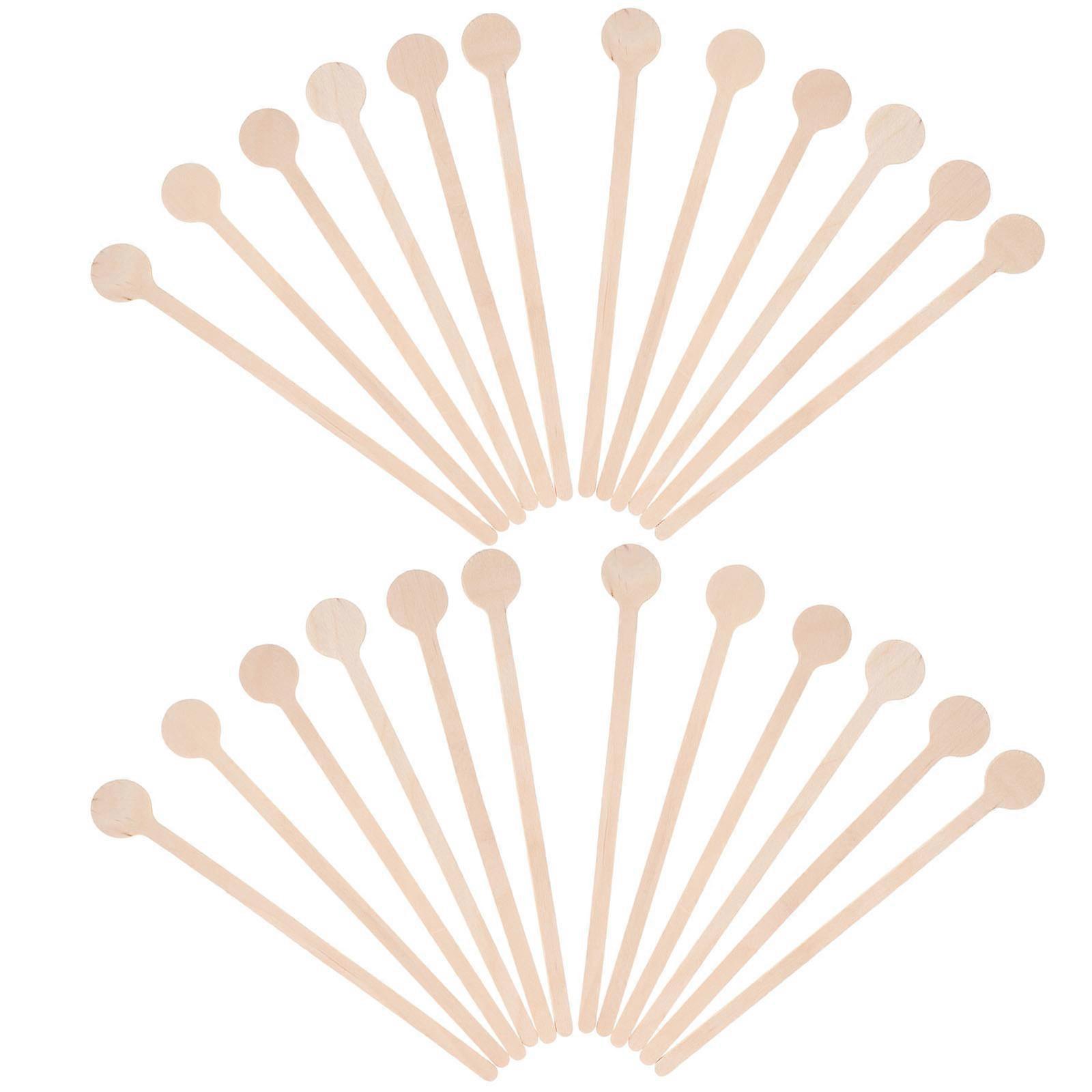 Wooden Coffee Stirrer Round End Stick for 100Pcs Drink Mixing