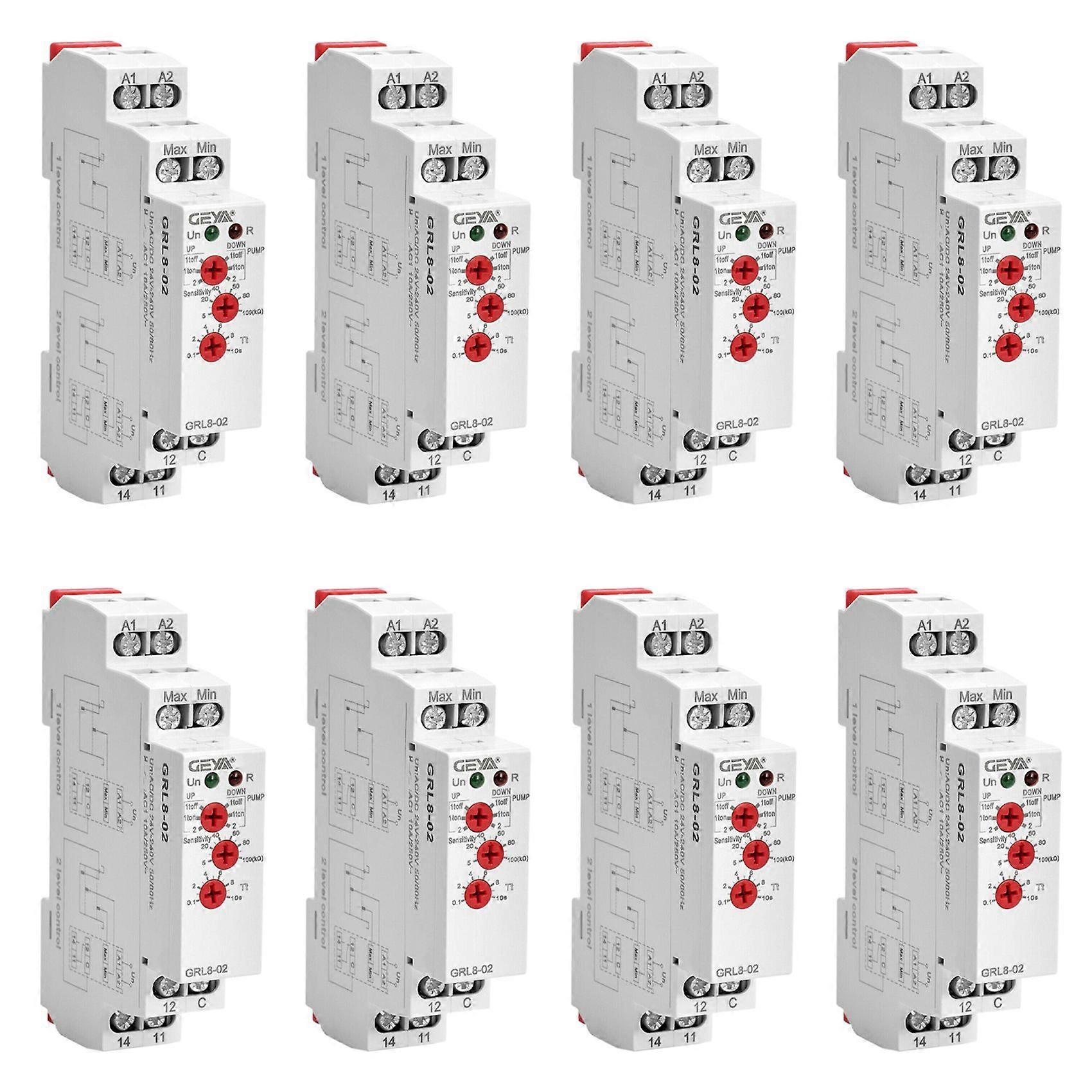 8X GEYA GRL8-02 Liquid Control Relay Level Control Relay 10A ACDC24V-240V Wide Range Voltage Water Pump Relay