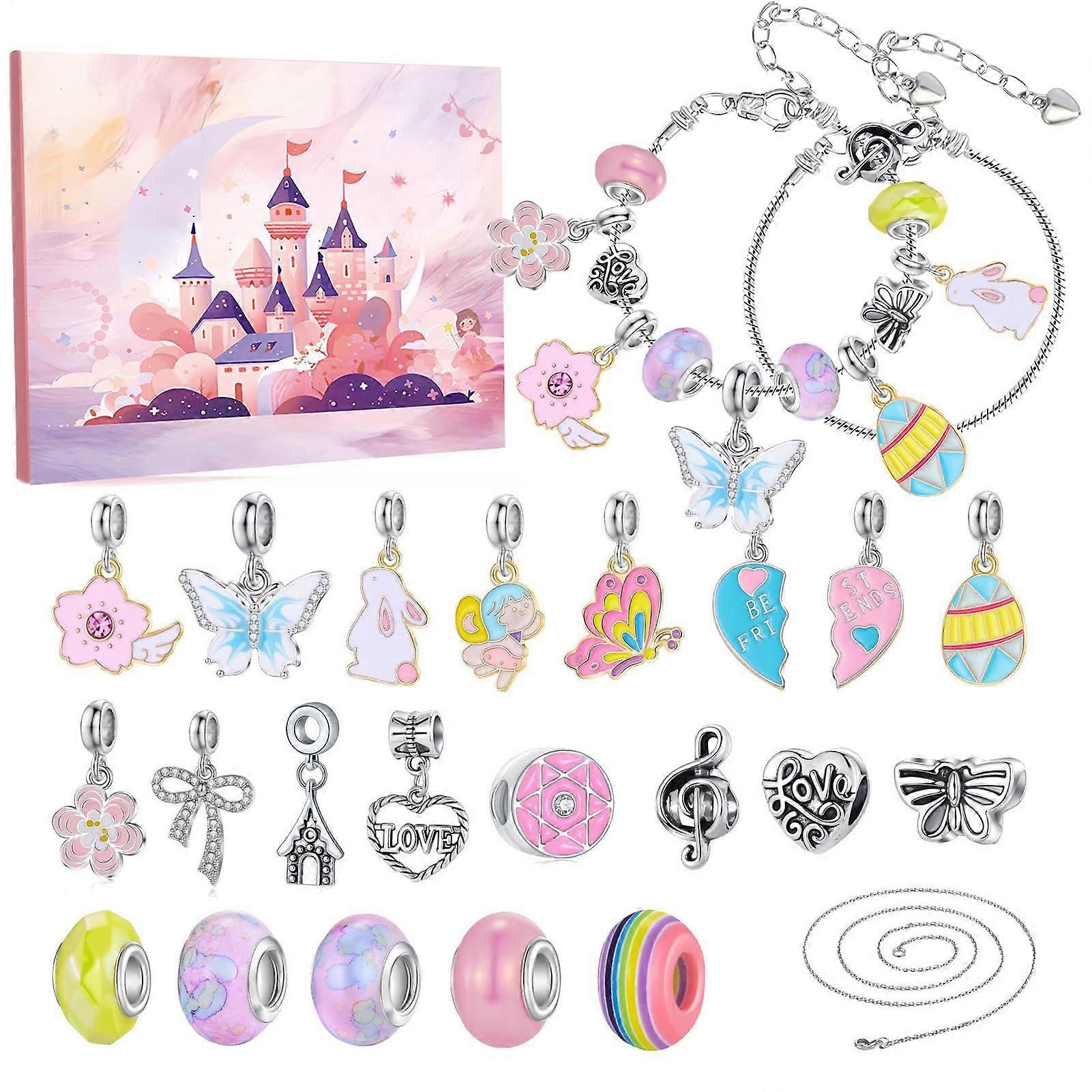 Christmas Advent Bracelet DIY Kit with 24 Durable Holiday Charms for Girls Festive Countdown Set