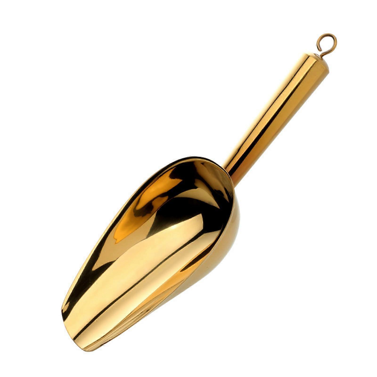 Stainless Steel Ice Scoop with Ergonomic Rounded Handle for Kitchen and Bar Use, Gold