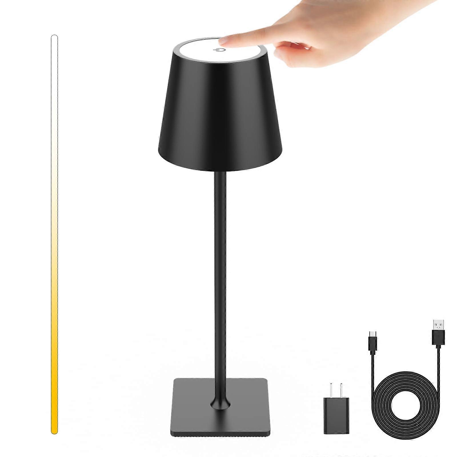 Cordless Table Lamp Rechargeable LED Light with Stepless Touch Dimming 3 Color Modes USBC Charging for Bedroom Living Room