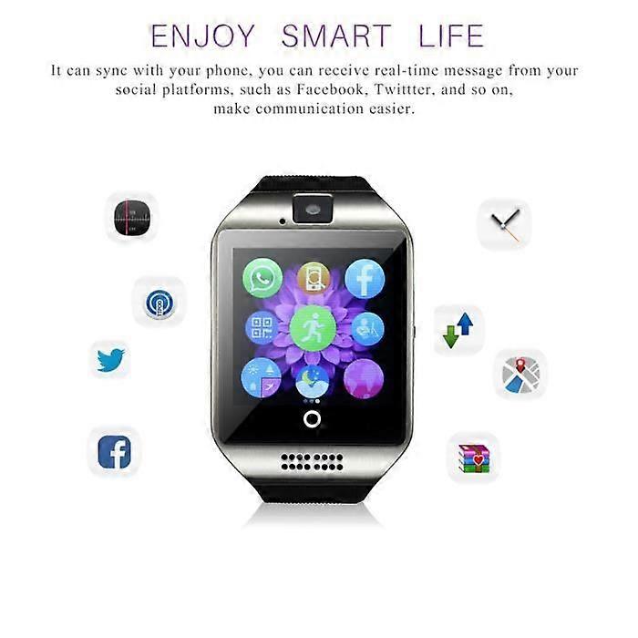 Q18 Bluetooth Smart Watch With Camera - Black