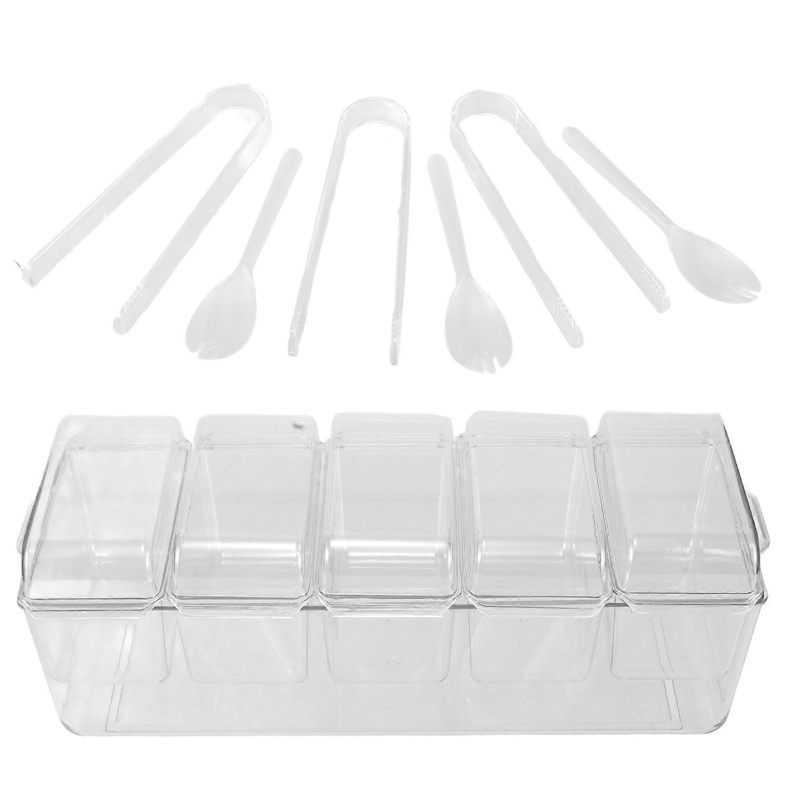 Chilled Condiment Server for Storage with Seasoning Box and Forks Set