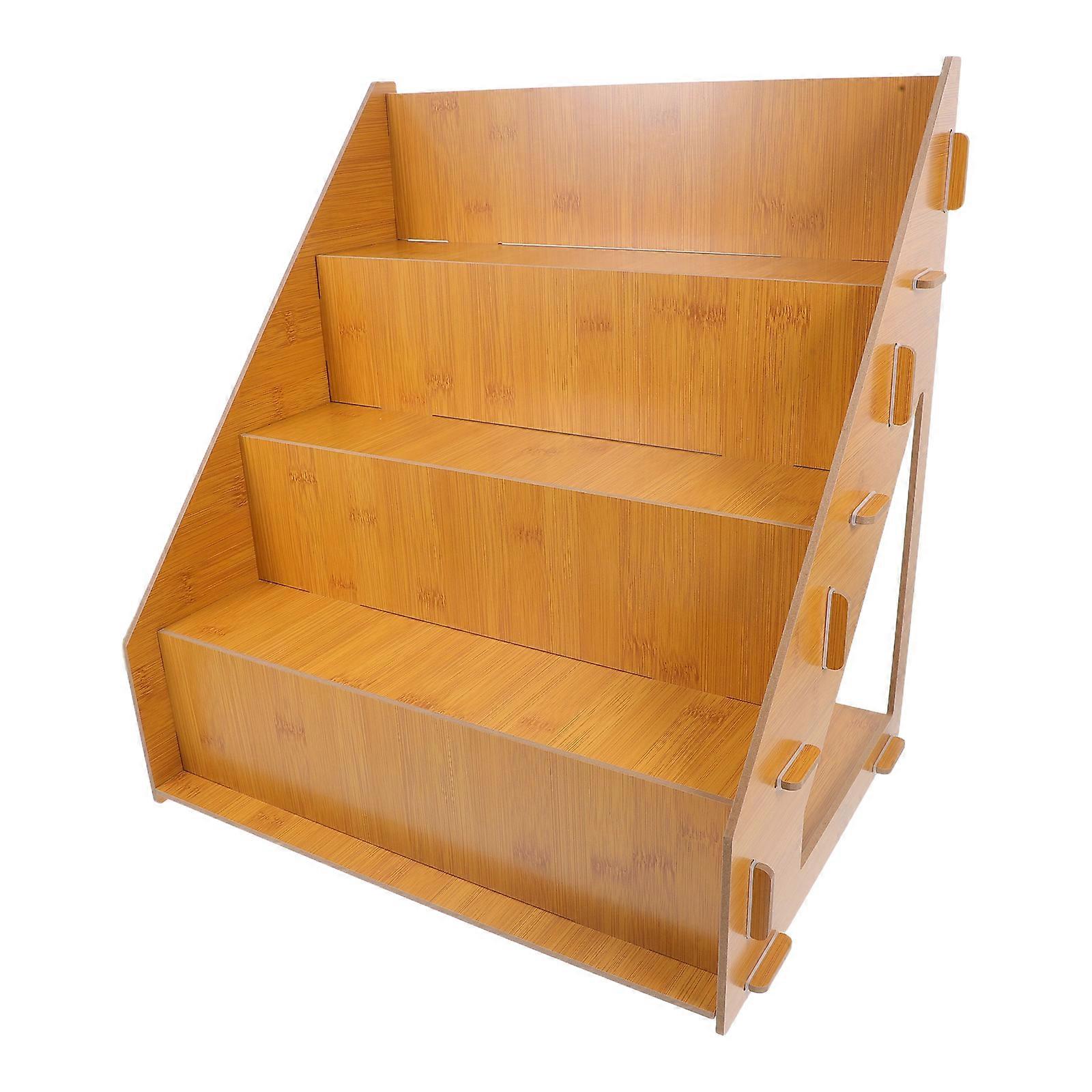 Ladder Shape Wooden Display Rack For Home Kitchen Organizing Cupcake Stand 4-Tier Rustic Design 1Pack