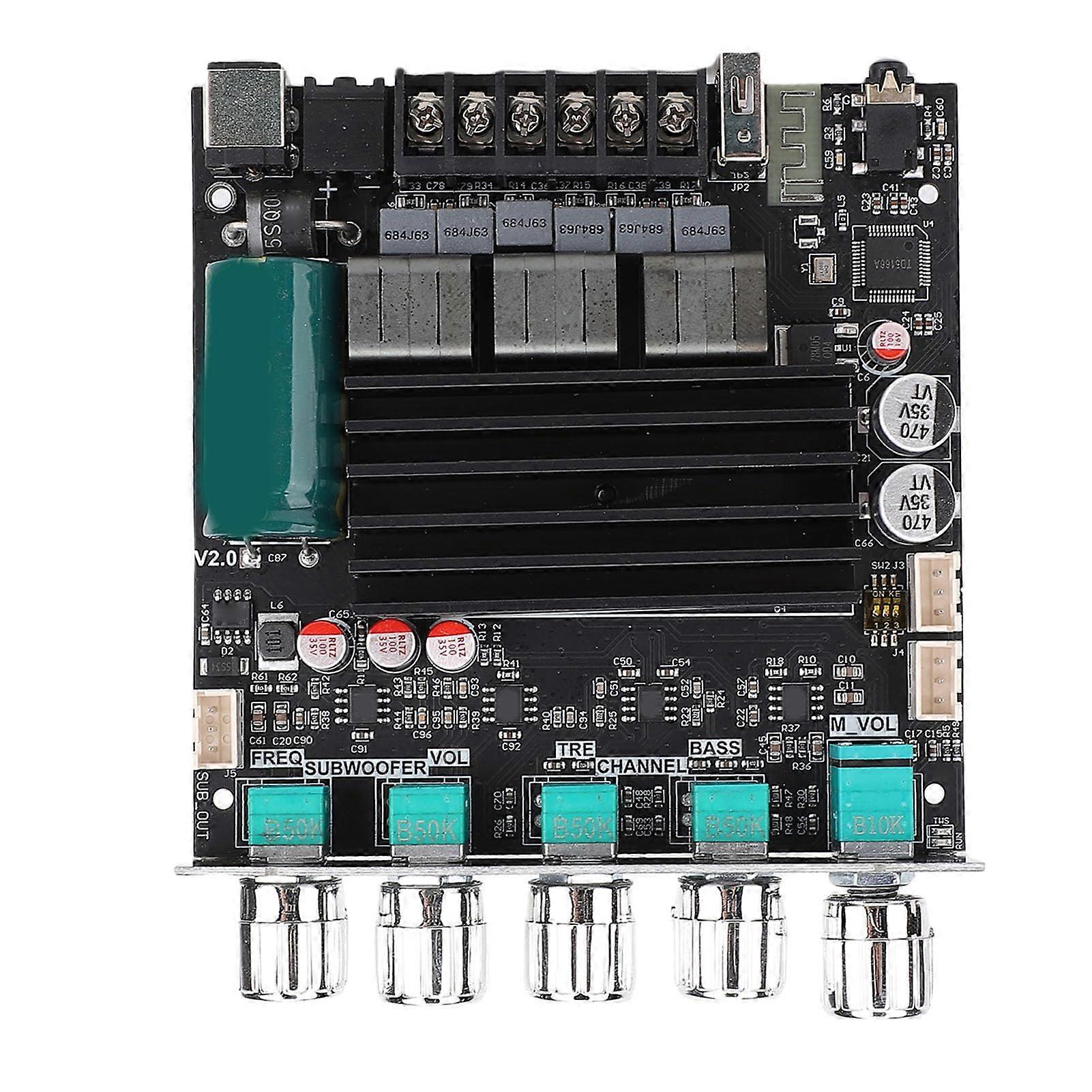 5.1 Amplifier Board Power Subwoofer Amp Module, 2.1 Channel, 100W100W200W, Subwoofer Port, AUX USB Input