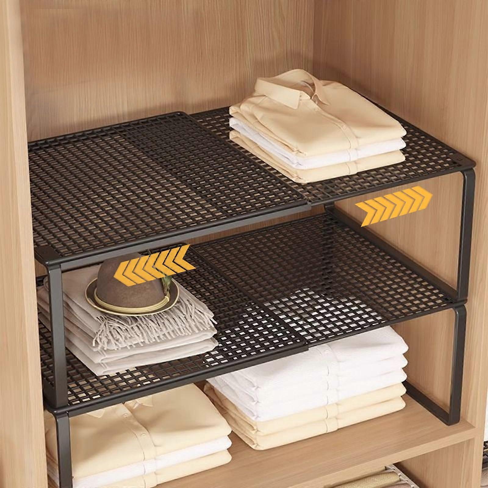 Cabinet Organizer with Expandable Stackable Shelves, Adjustable Kitchen Storage Rack for Pantry and Under Sink