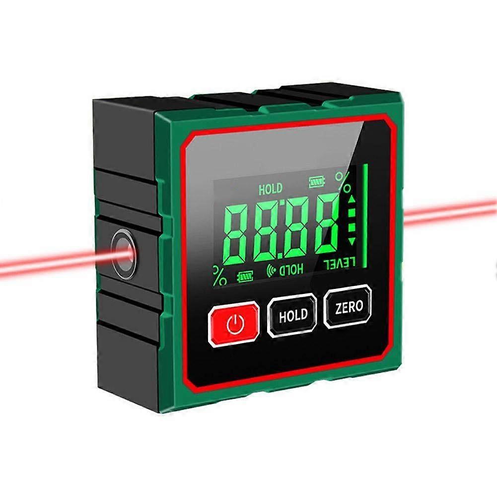 Magnetic Digital Angle Finder with Dual Laser Alignment, Rechargeable Gauge, 4Side Magnetic Base, LCD Display for Precision Woodworking