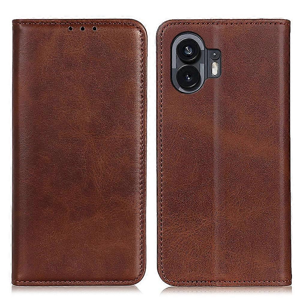 For Nothing Phone (2) Wallet Phone Case Stand Protective Shell Cowhide Texture Split Leather Phone C