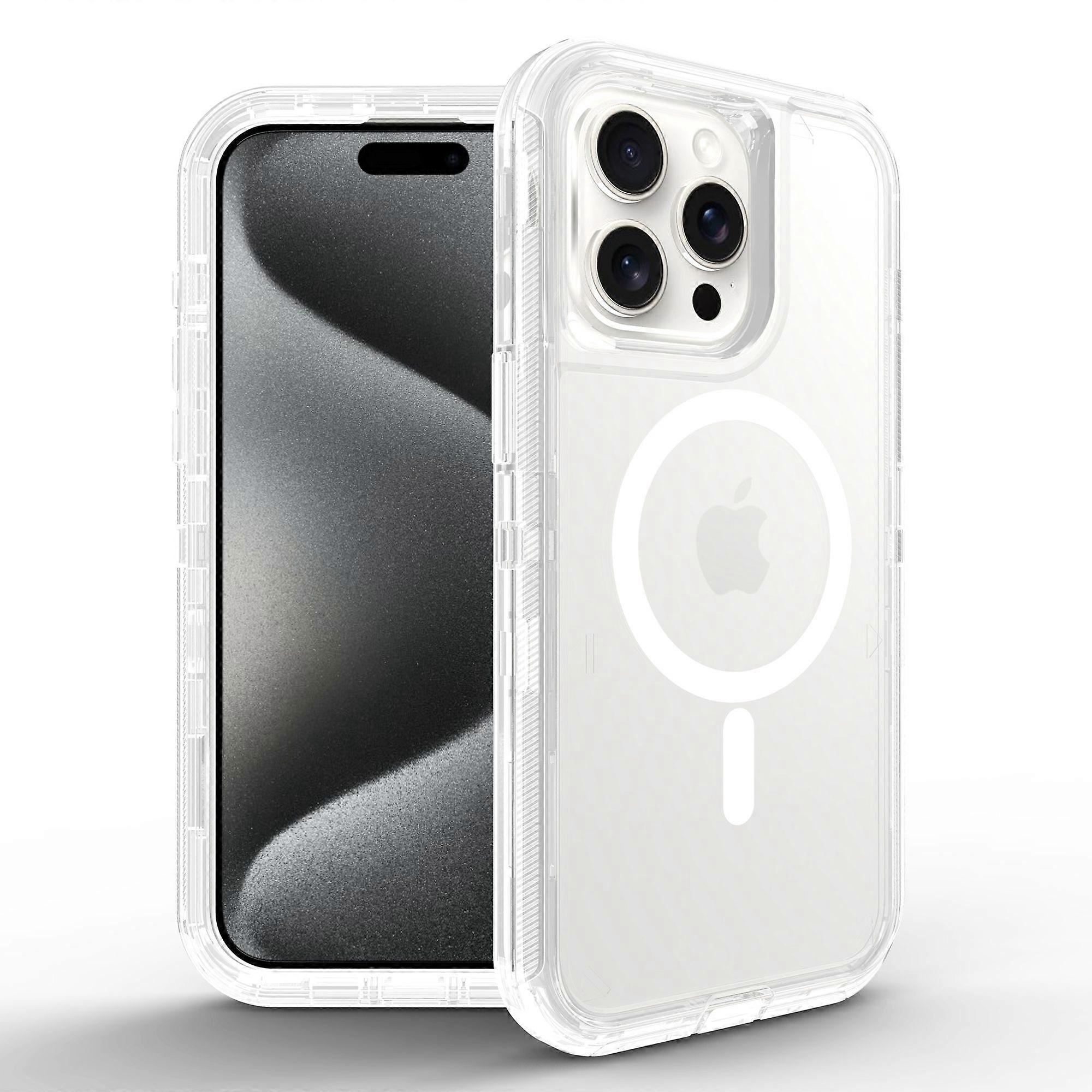 For iPhone 15 Pro Case Compatible with MagSafe Shockproof TPU+PC Phone Back Cover