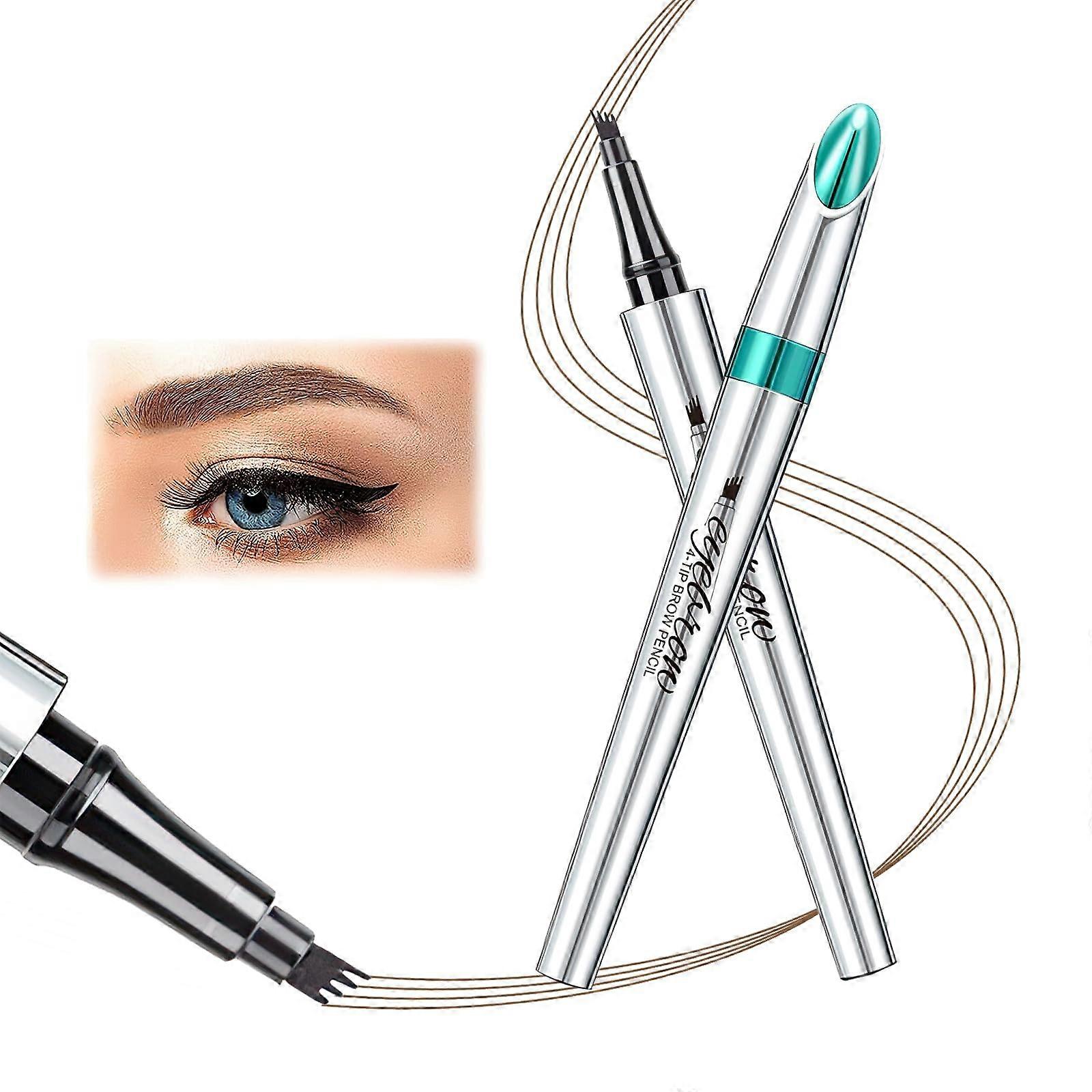 Waterproof Eyebrow Pen with 4 Fork Tip, LongLasting Microblading Brow Pen Light Brown for Women