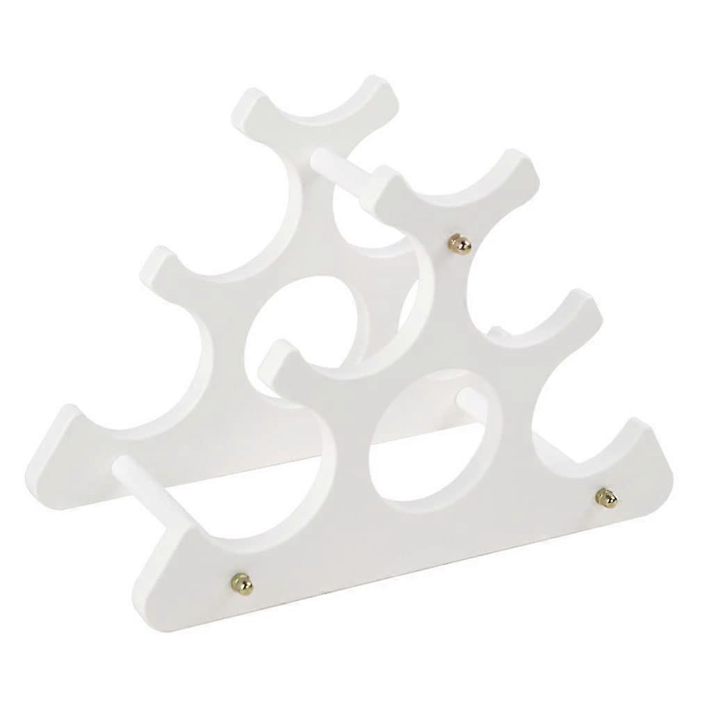White Wooden Wine Rack 6 Bottle SpaceSaving Triangular Holder for Kitchen and Bar Display