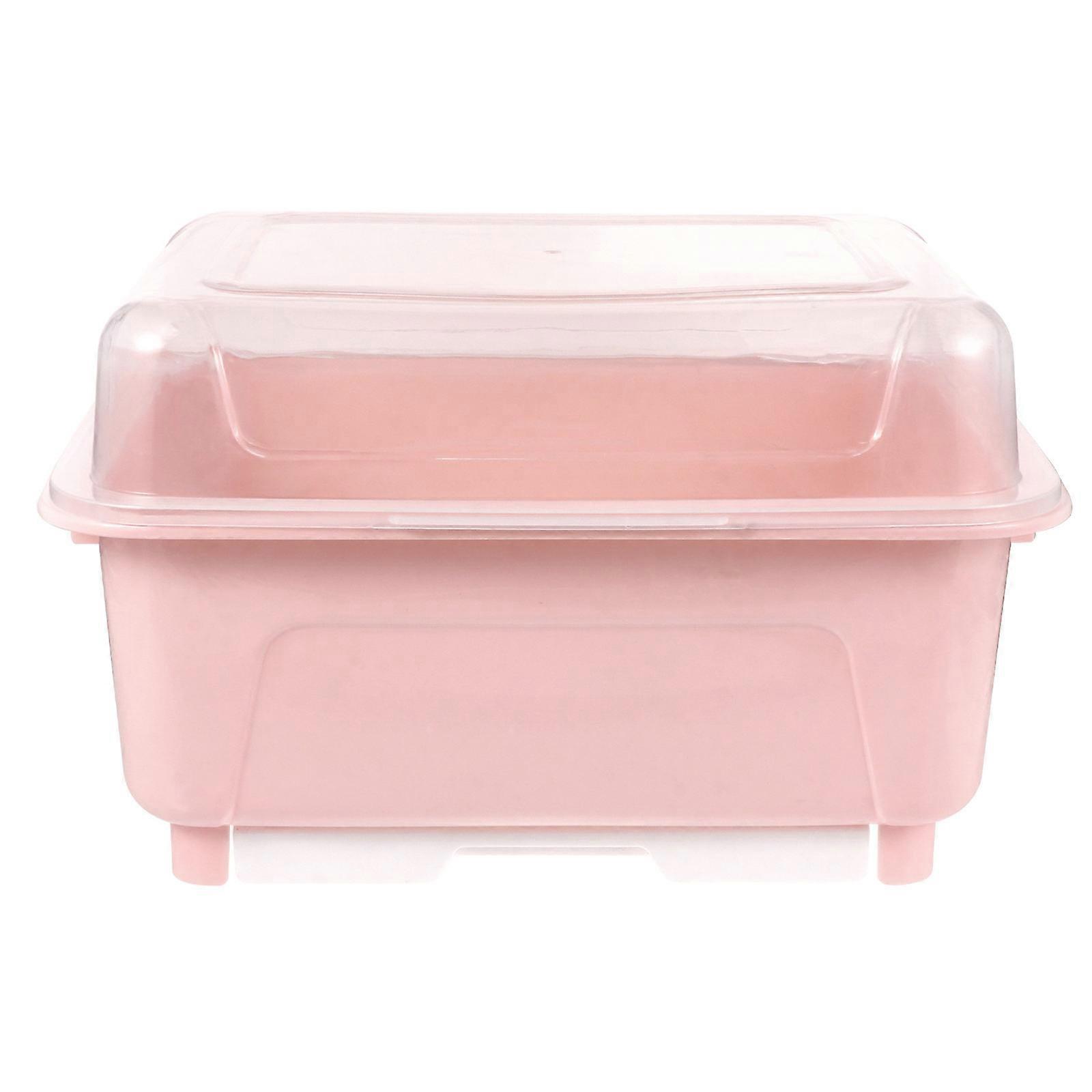Pink Kitchen Dish Box for Chopstick Storage with Transparent Cover