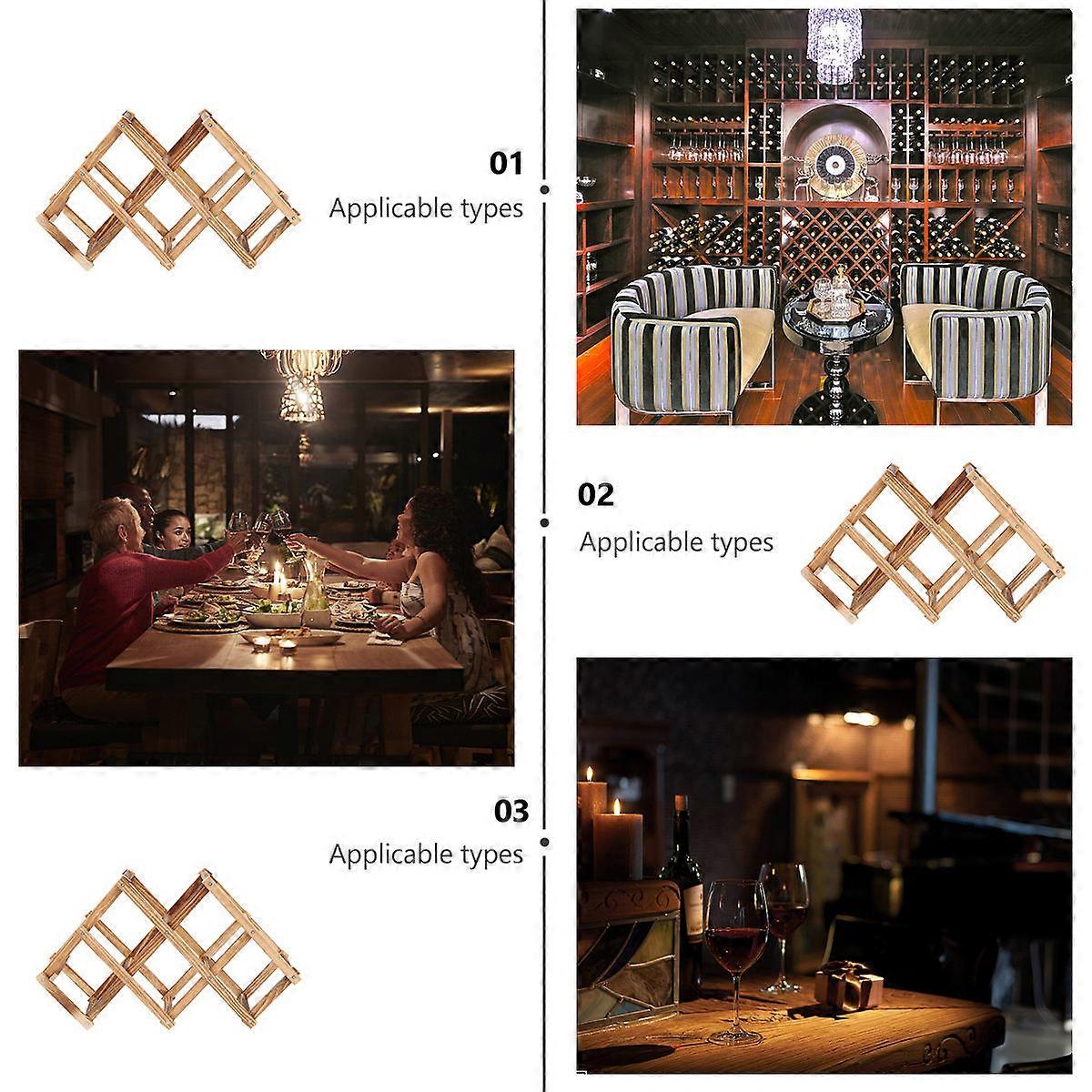 Brown Wooden Wine Storage Rack for Storage Use 1Pcs Foldable Design
