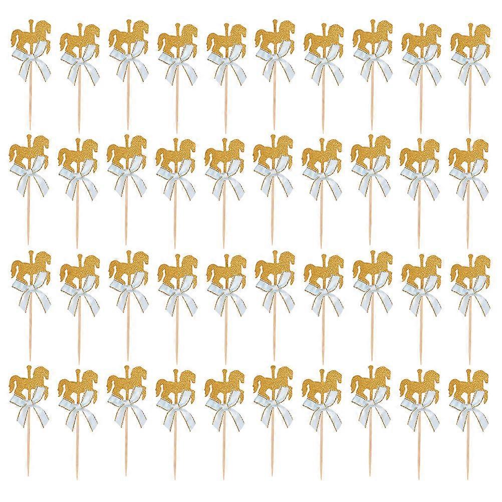 Wooden Carousel Horse Cake Insert for Decoration 40Pcs Pack