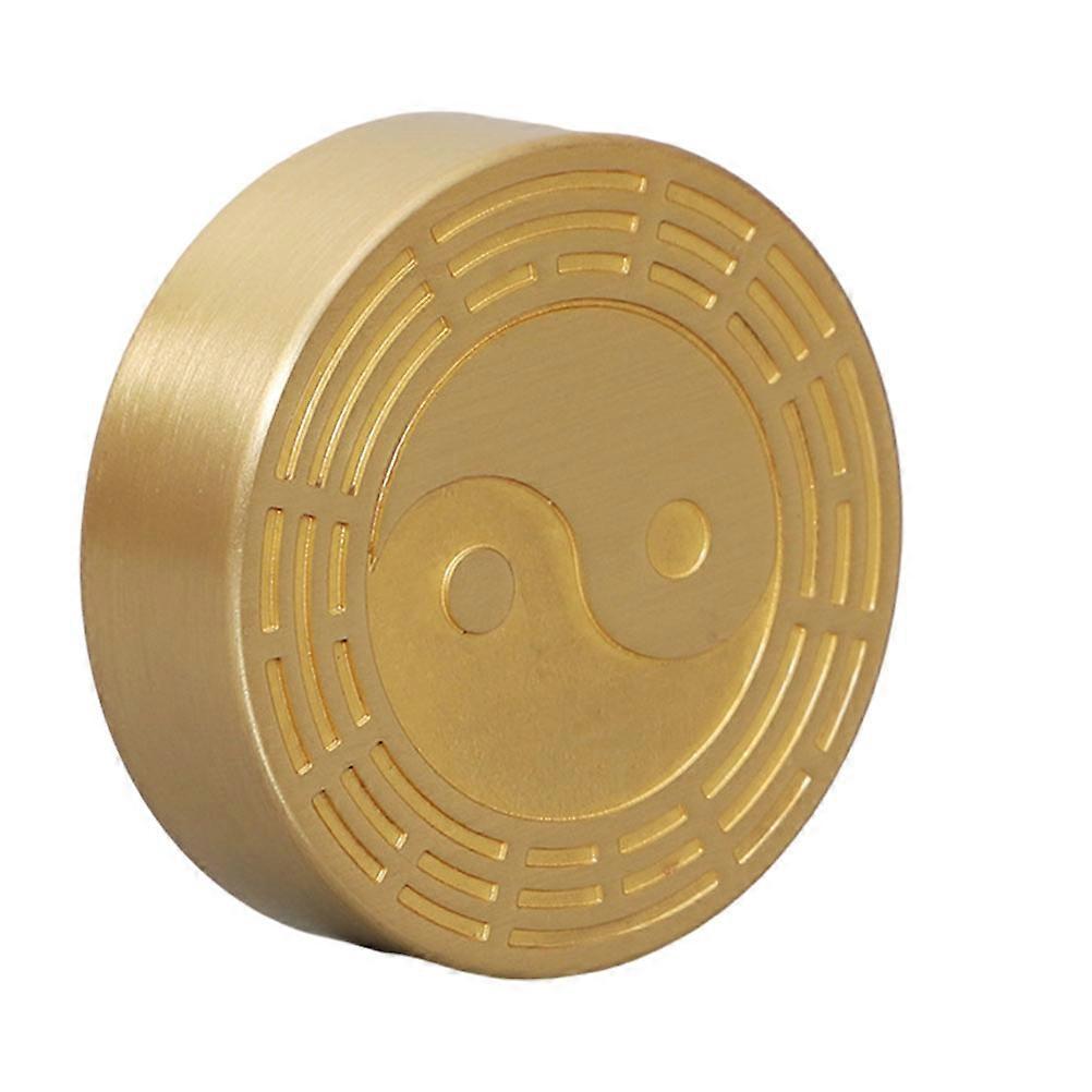Golden Brass Round Paperweight for Calligraphy Practice Use