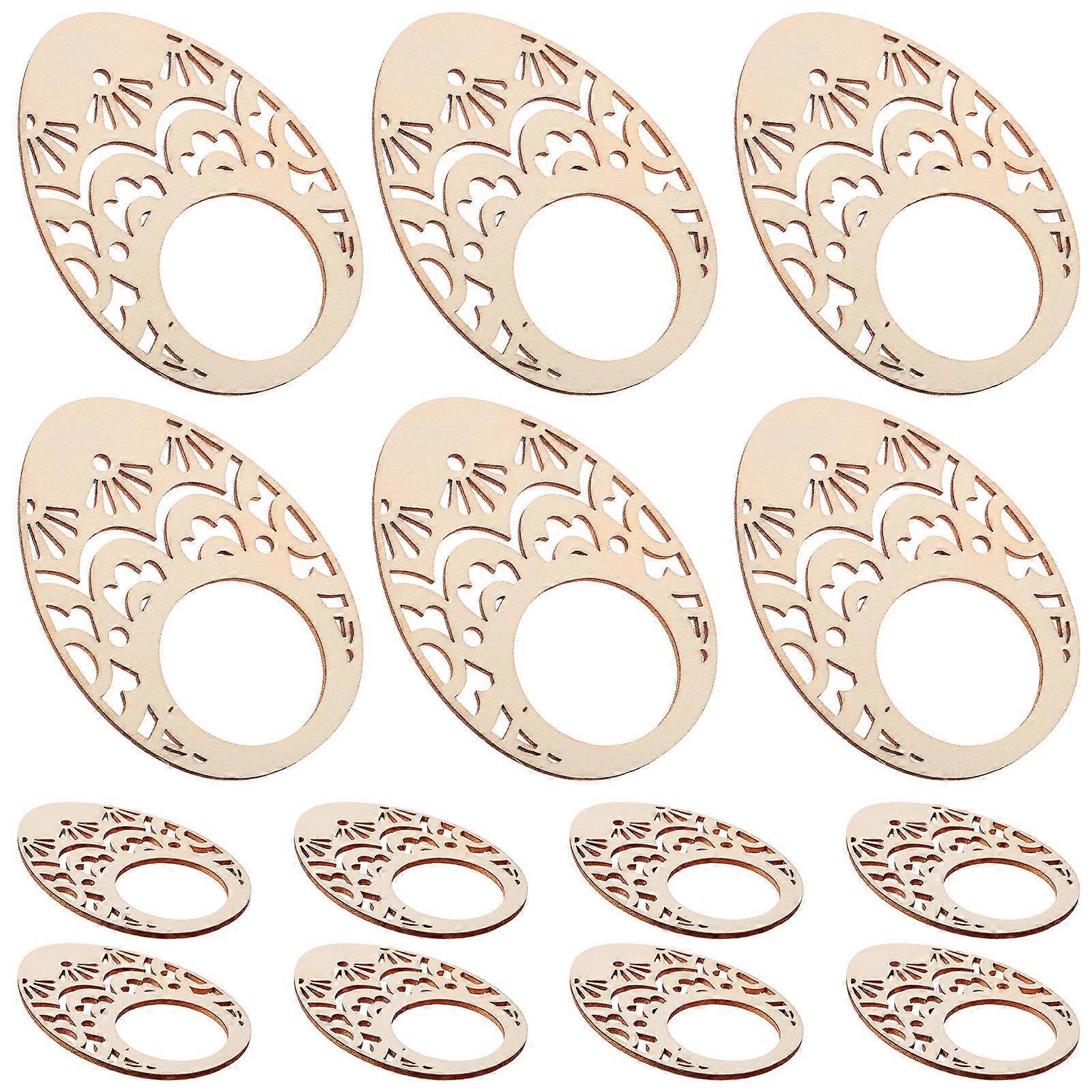 Egg Shaped Napkin Rings Wood Material for Easter 20Pcs Dining Table