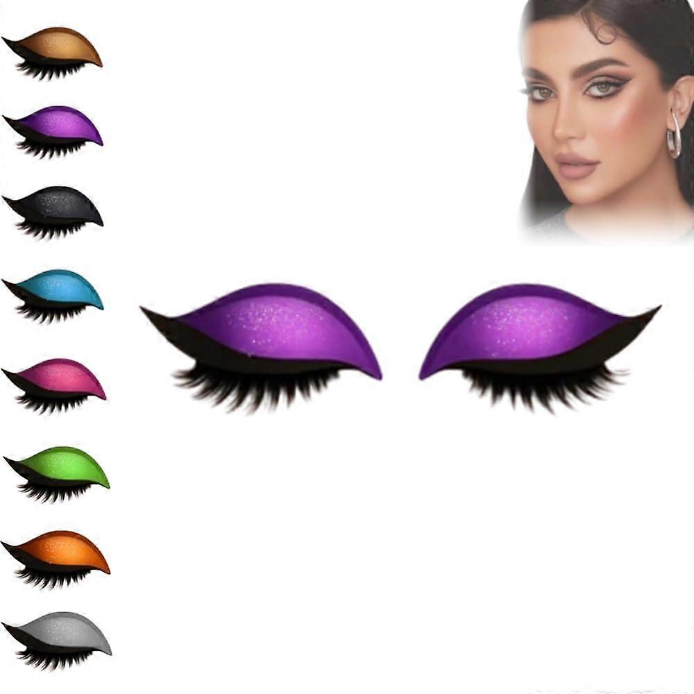 Purple 2 in 1 Eyeshadow and Eyelash Sticker Strips, Reusable False Lashes with Eyeshadow Patch