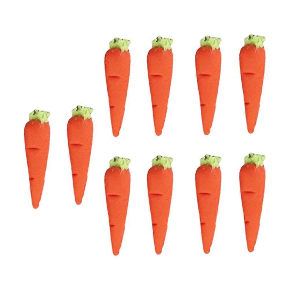 Simulation Carrot Branch Carrot Models for Kitchen Decor Orange Resin Educational Tool 10Pcs