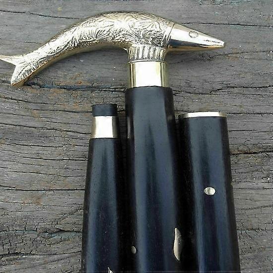 Solid Fish Head Victorian Wooden Walking Stick
