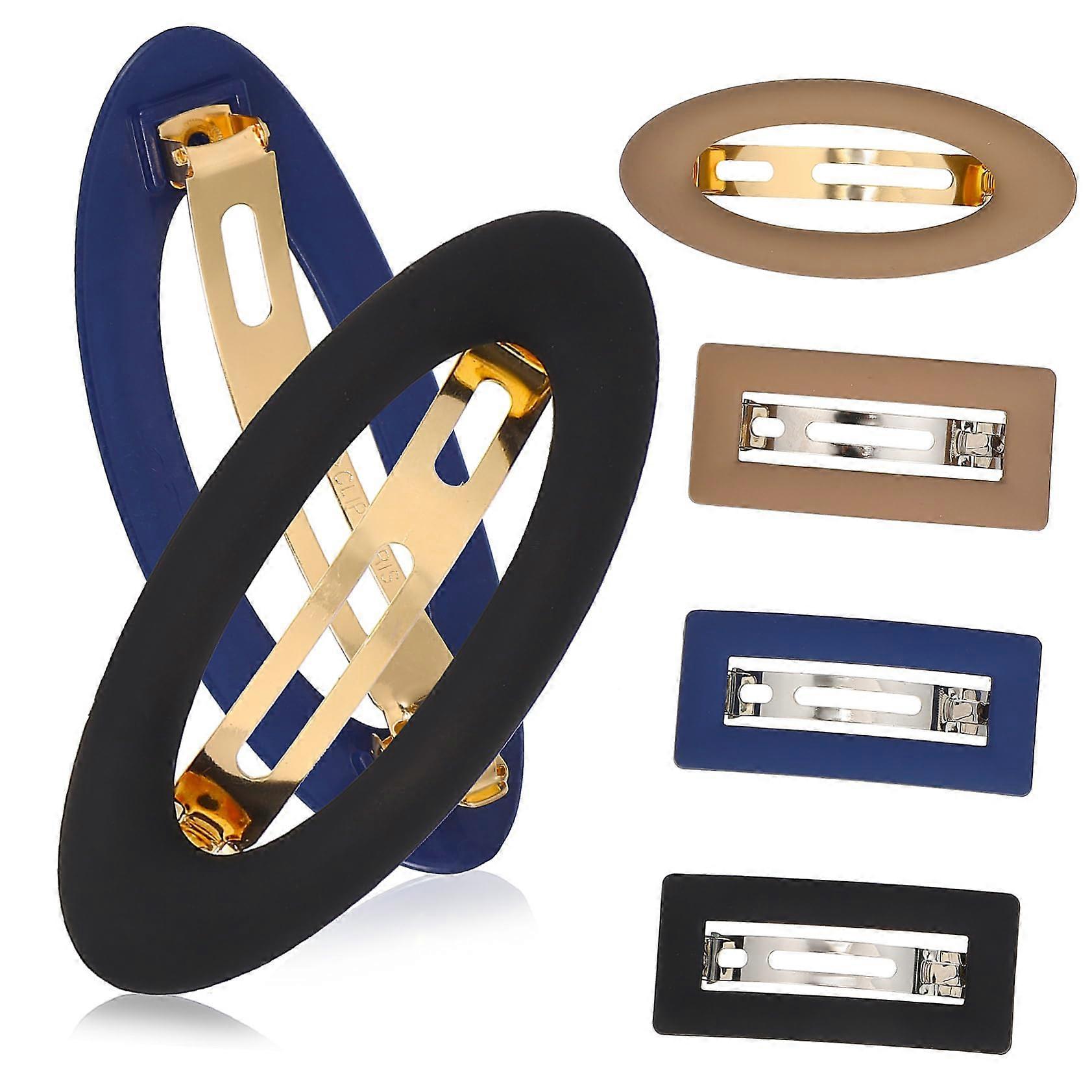 6pcs Matte Snap Hair Clips for Women Rectangular Strong Hold Barrettes with Secure Snap Lock