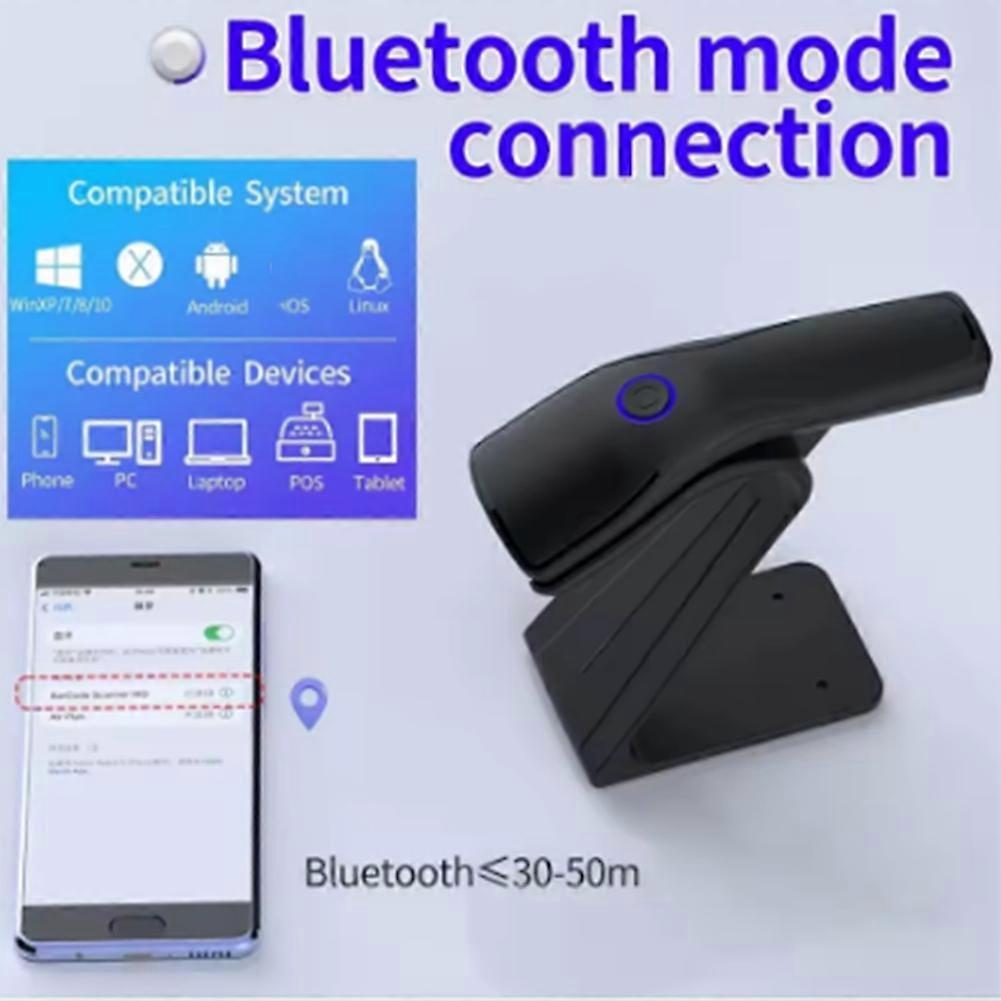 Handheld Bluetooth Barcode Reader Auto Scanning 2.4G QR Code Reader with Stand 2D Wireless Barcode Scanner