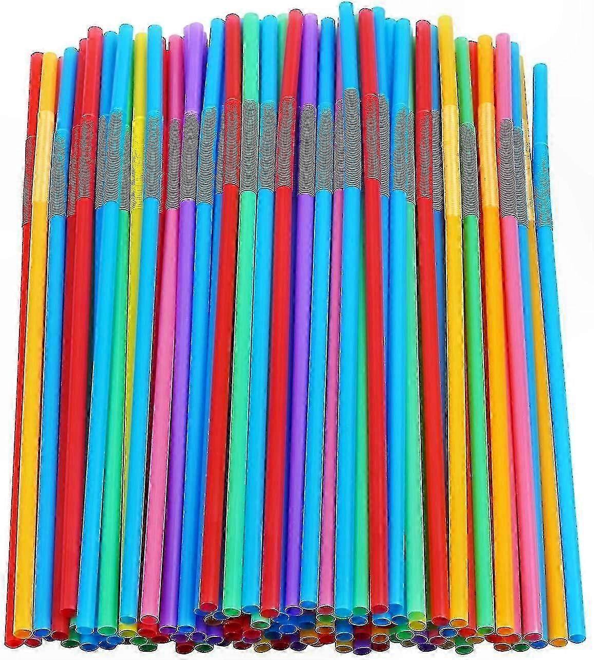 200-Pack Vibrant Multi-Colored Flexible Drinking Straws
