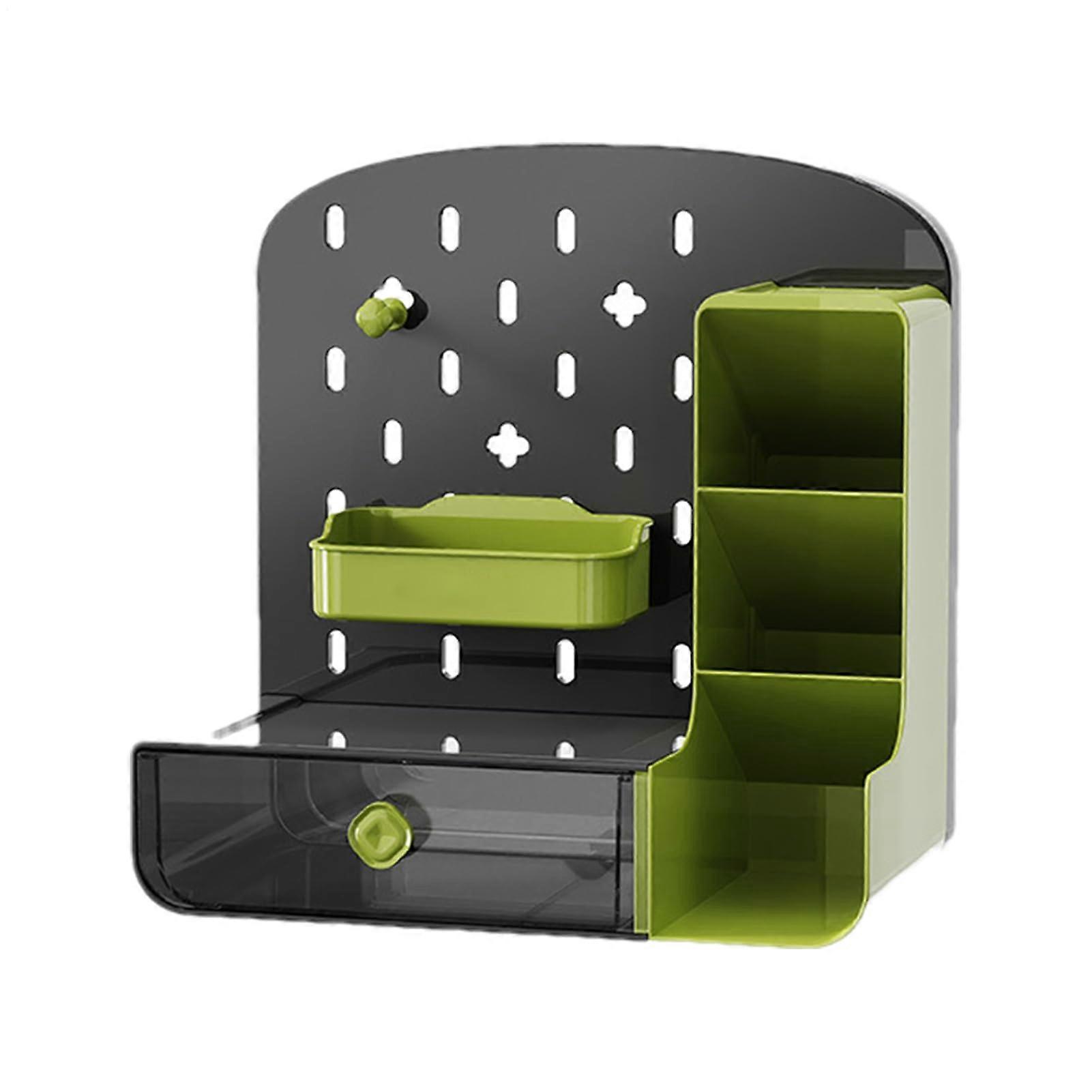 Pegboard Desk Organizer No Drill Standing Display Rack for Tabletop Maximize Desktop Storage Green
