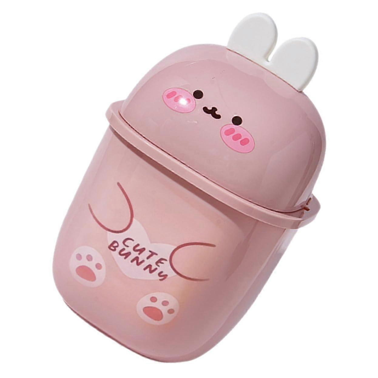Desktop Trash Can with Lid, Cute Bunny Design, OdorBlocking Tabletop Waste Bin for Office or Dorm