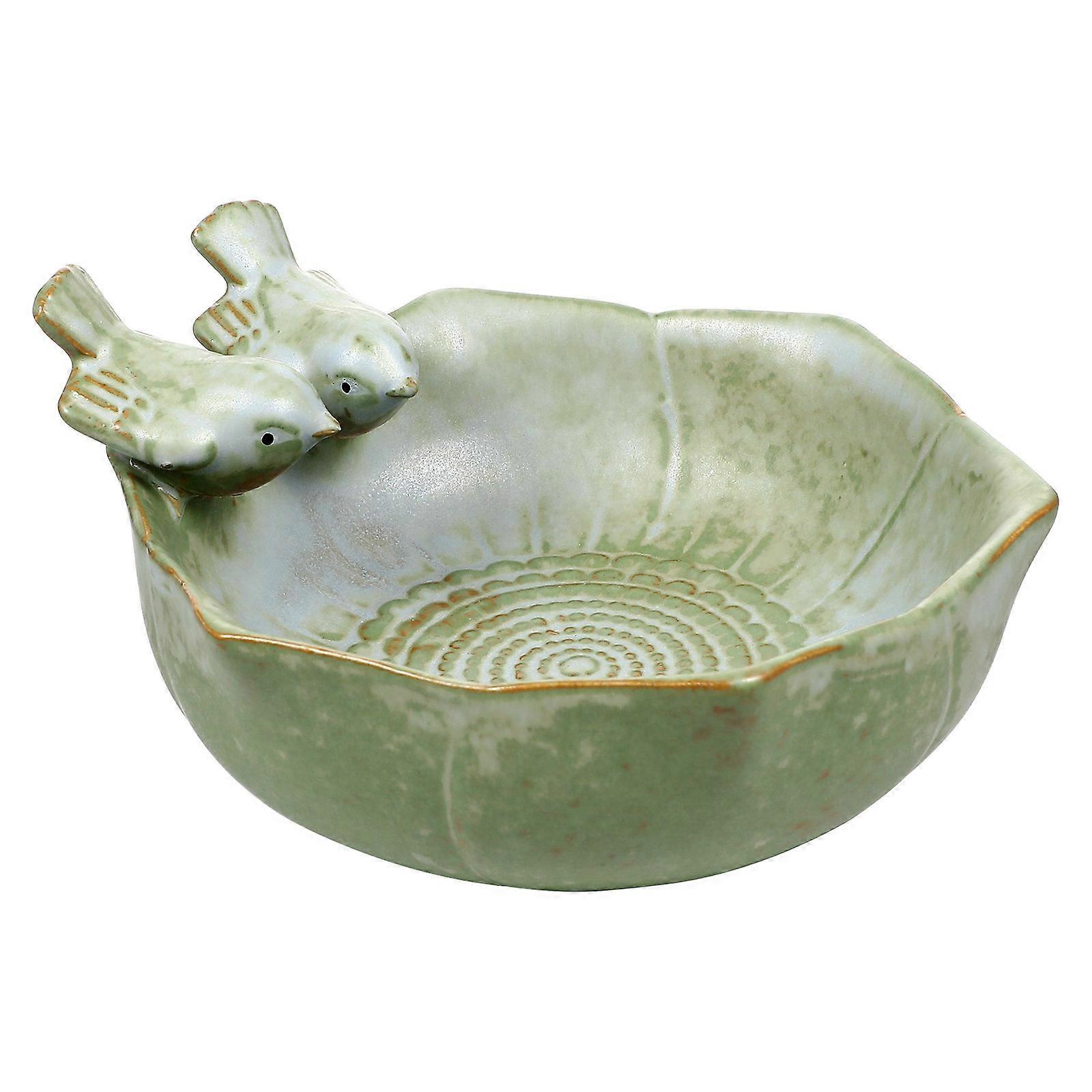 Ceramic Bird Bath Bowl for Outdoor Bird Feeding Use