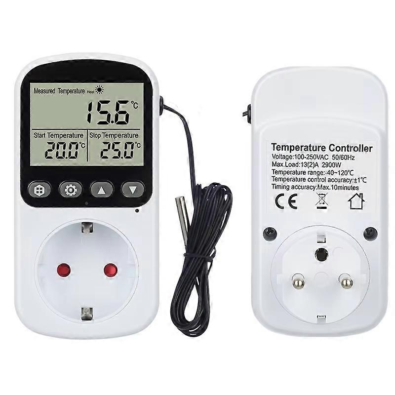 Temperature Controller Socket Digital Thermostat EU Plug With Timer Sensor Probe Outlet Heating Cooling Switch 16A Backlight